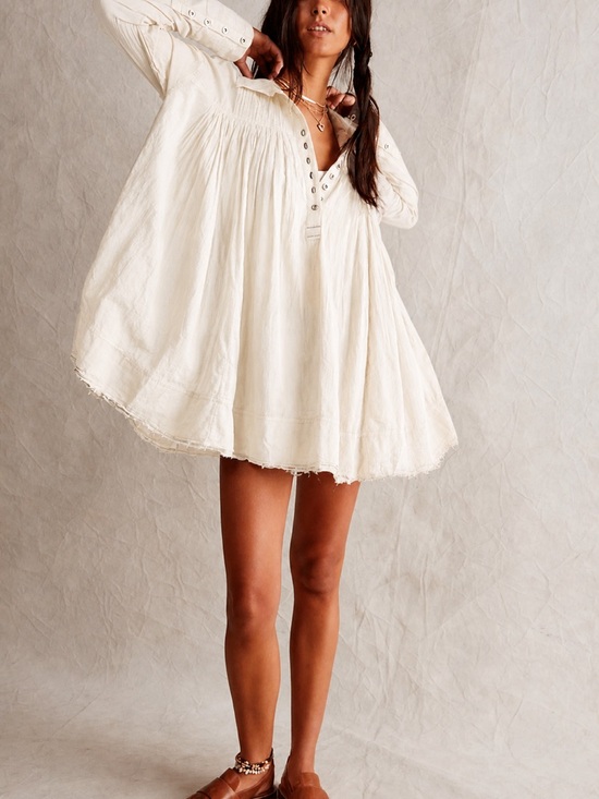 We The Free Tops - Free People We the Free Billowy cotton Tunic Top Creamy White Large